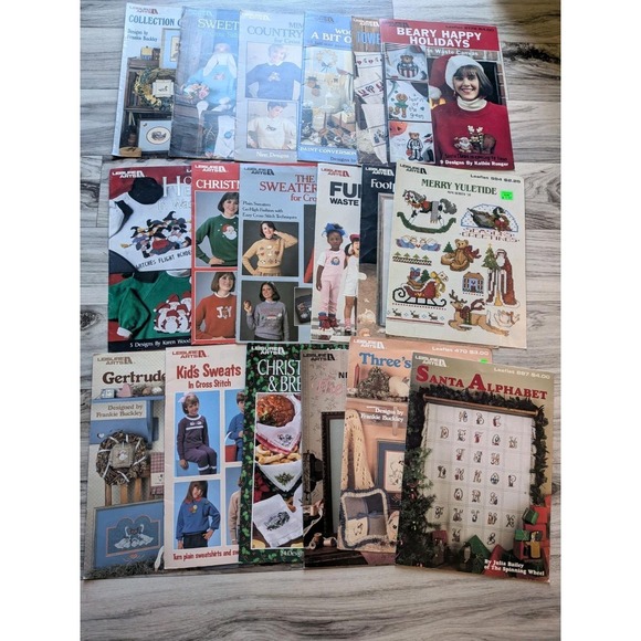 Leisure Arts Other - Lot 18 Vintage Leisure Arts Cross Stitch Pattern Books Leaflets Christmas...